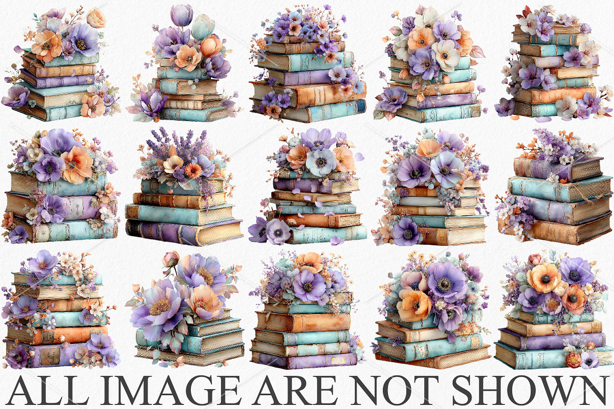Spring Flower Book Stack Clipart PNG, an Illustration by Canvas Craft (Photo 3 of 7)
