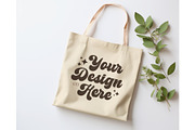 Natural Tote Bag Mockup, Flat Lay, a Merchandise Mockup by OniriqveDesigns (Thumbnail 1 of 3)