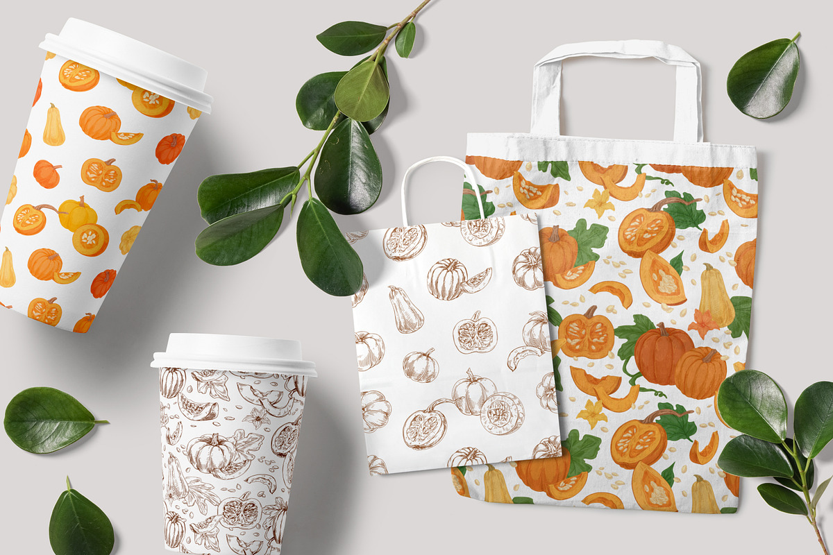 Pumpkins, autumn seamless patterns, a Pattern Graphic by Good Studio (Photo 6 of 9)