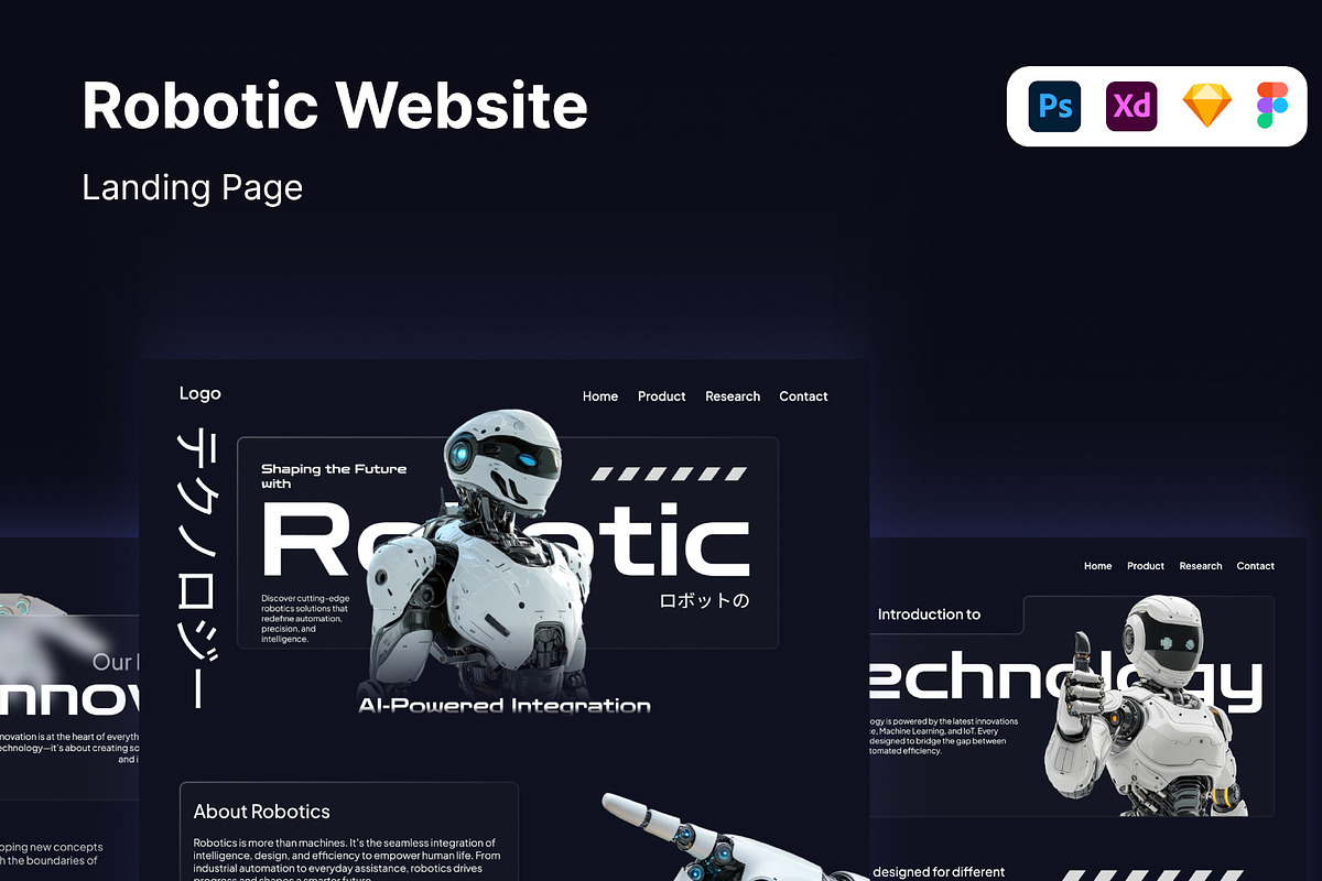 Robotic Website Template, a Landing Page Template by Glyphminds Studios (Photo 1 of 3)