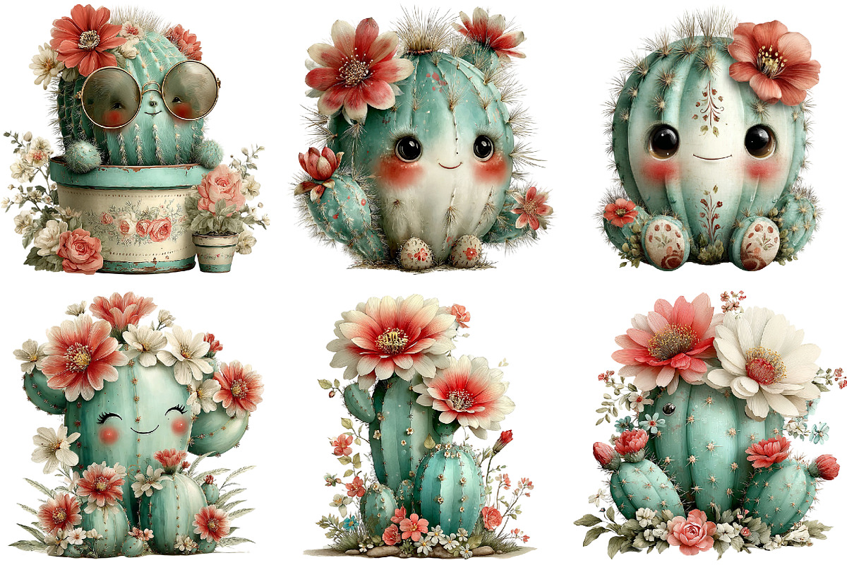 Whimsical Summer Cactus Clipart, an Illustration by DreamArtGraphic (Photo 4 of 5)