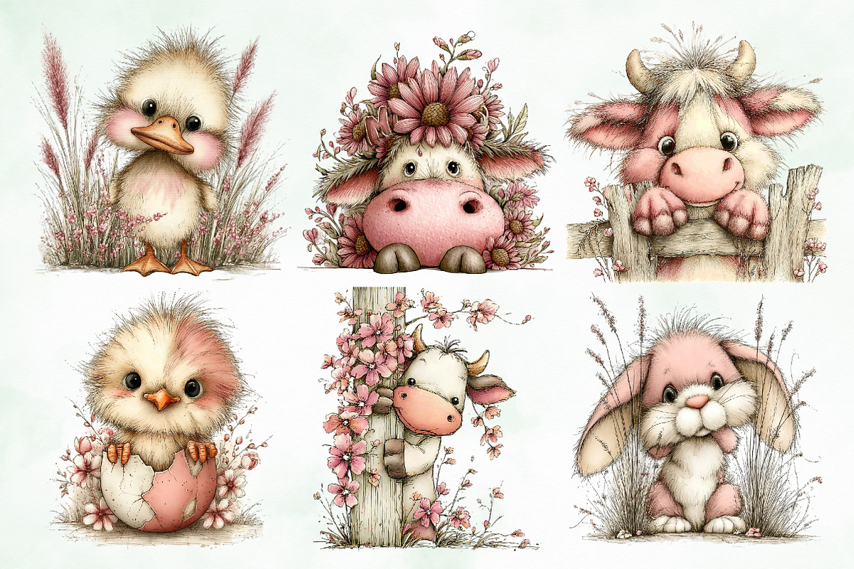 Whimsical Peeking Farm Animals, an Animal Illustration by Creative Art (Photo 3 of 8)