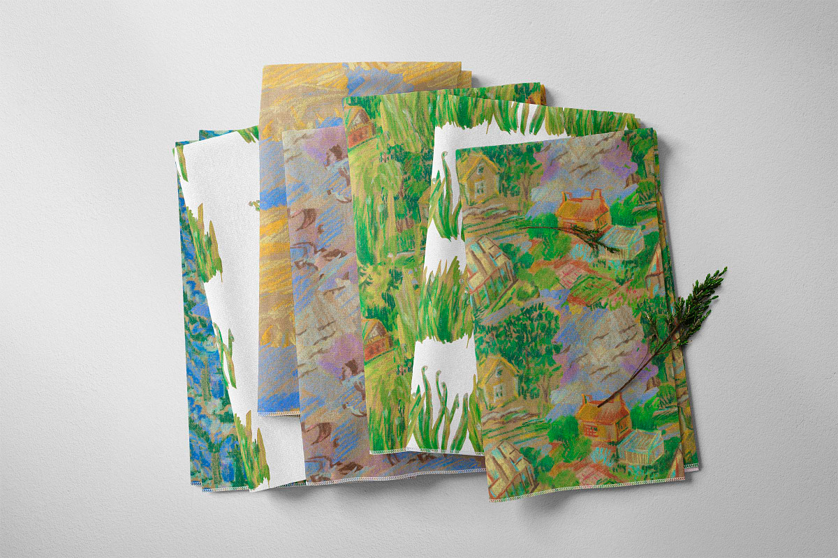 Kids Crayon Forest Seasons Seamless, a Pattern Graphic by Lucyinyourheart (Photo 2 of 10)