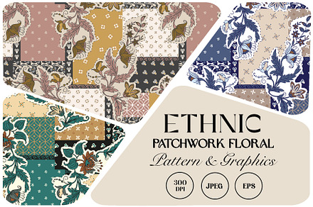 Ethnic Patchwork Floral Pattern, a Pattern Graphic by StudioGemen