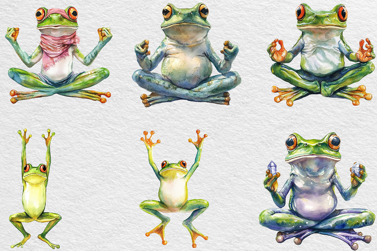 YOGA Frog Sublimation Clipart, an Illustration by Black Bird Studio (Photo 4 of 6)