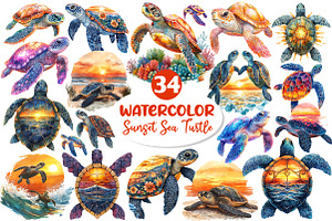 Sunset Sea Turtle Sublimation Bundle, an Illustration by Dream Creation