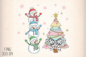 Coquette Glitter Christmas Snowman, an Illustration by Daily.Designs