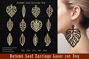 Autumn Leaf Earring Svg, a Work Illustration by Dream Creation