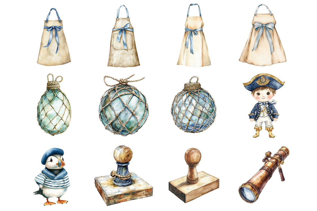 Cute Vintage Sailor Animals, a Seasonal Illustration by CitraGraphics (Photo 3 of 4)