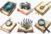 Watercolor Rustic Library Clipart, an Illustration by Canvas Craft (Thumbnail 3 of 7)