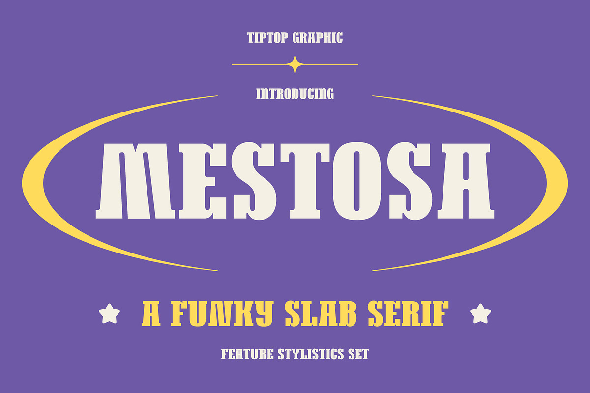 Mestosa - Funky Slab Serif, a Serif Font by Tiptop Graphic (Photo 1 of 10)