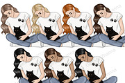 Pets Girls Clipart, a Person Illustration by GlamArtZhanna (Thumbnail 7 of 7)