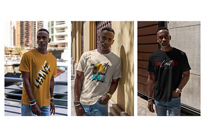 T-Shirt MockUp Stylish Black Man