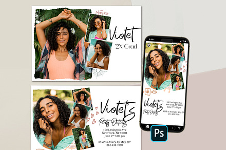 Senior Annoucement Template Card, a Card Template by InstaNoirDesigns