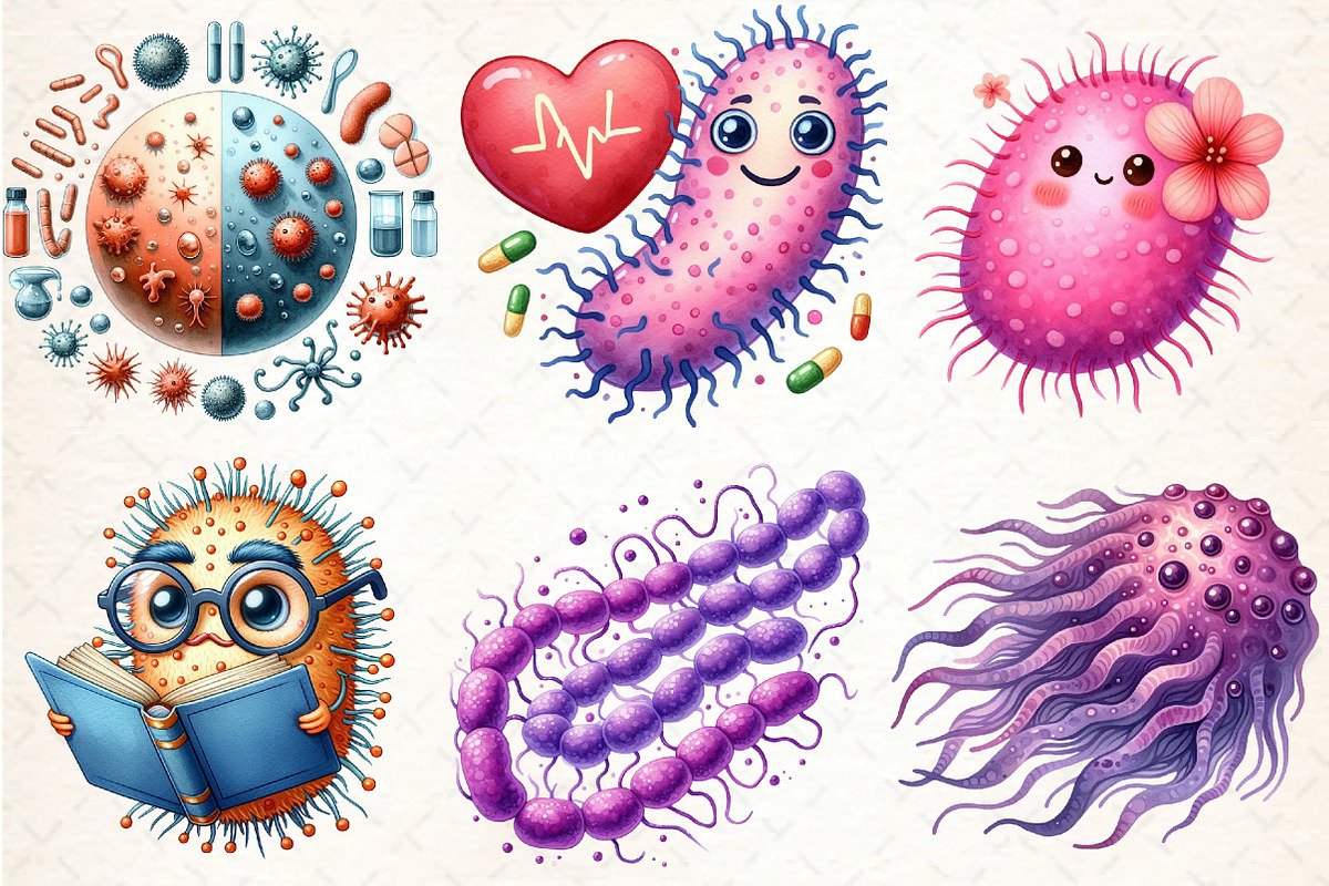 Watercolor Bacteria Clipart, an Illustration by DreamCafeArt (Photo 3 of 6)