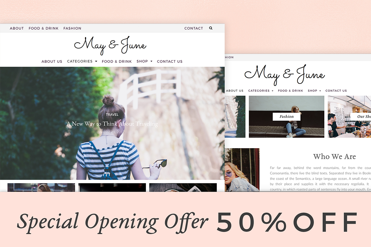 May&June. MinimalTheme | PageBuilder, a WordPress Template by PinkBulletin (Photo 1 of 3)