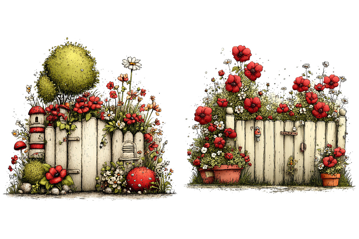 Whimsical Spring Fence Clipart, an Illustration by Craft Nest (Photo 9 of 12)