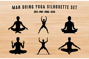 Man Doing Yoga SVG Silhouette Bundle, a Healthcare Illustration by Gfx Expert Team