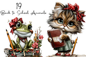 Back to School Animals Clipart, an Animal Illustration by DreamArtGraphic