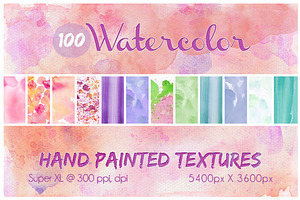 100 Hand Painted Watercolor Textures