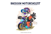 Cartoon Raccoon Motorcyclist. SVG., an Animal Illustration by KENO Mascots (Thumbnail 2 of 3)