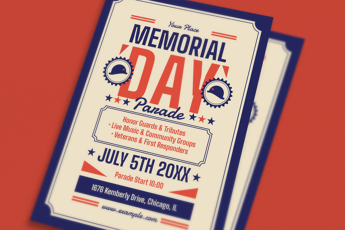 Retro Memorial Day Event Flyer, a Flyer Template by Guuver (Photo 3 of 3)
