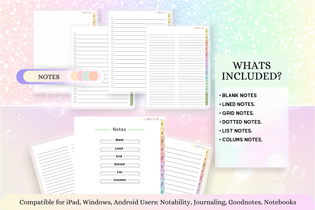 Pastel Digital Planner ( 564 Pages ), a Stationery Template by Tas Creative Studio (Photo 6 of 8)