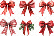 Red Coquette Christmas Bow Clipart, an Illustration by Black Bird Studio (Thumbnail 2 of 6)