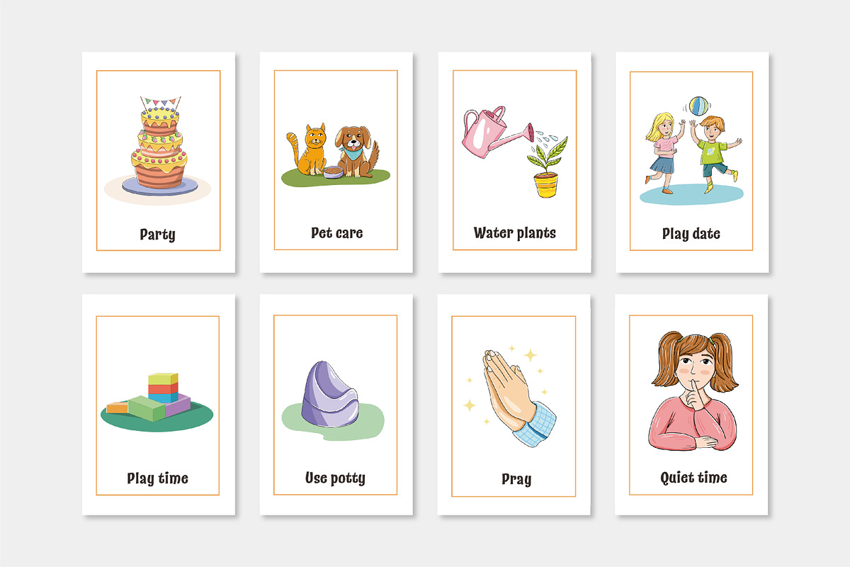 Printable Chore Clip Art Cards, a Card Template by svetodesign (Photo 6 of 9)