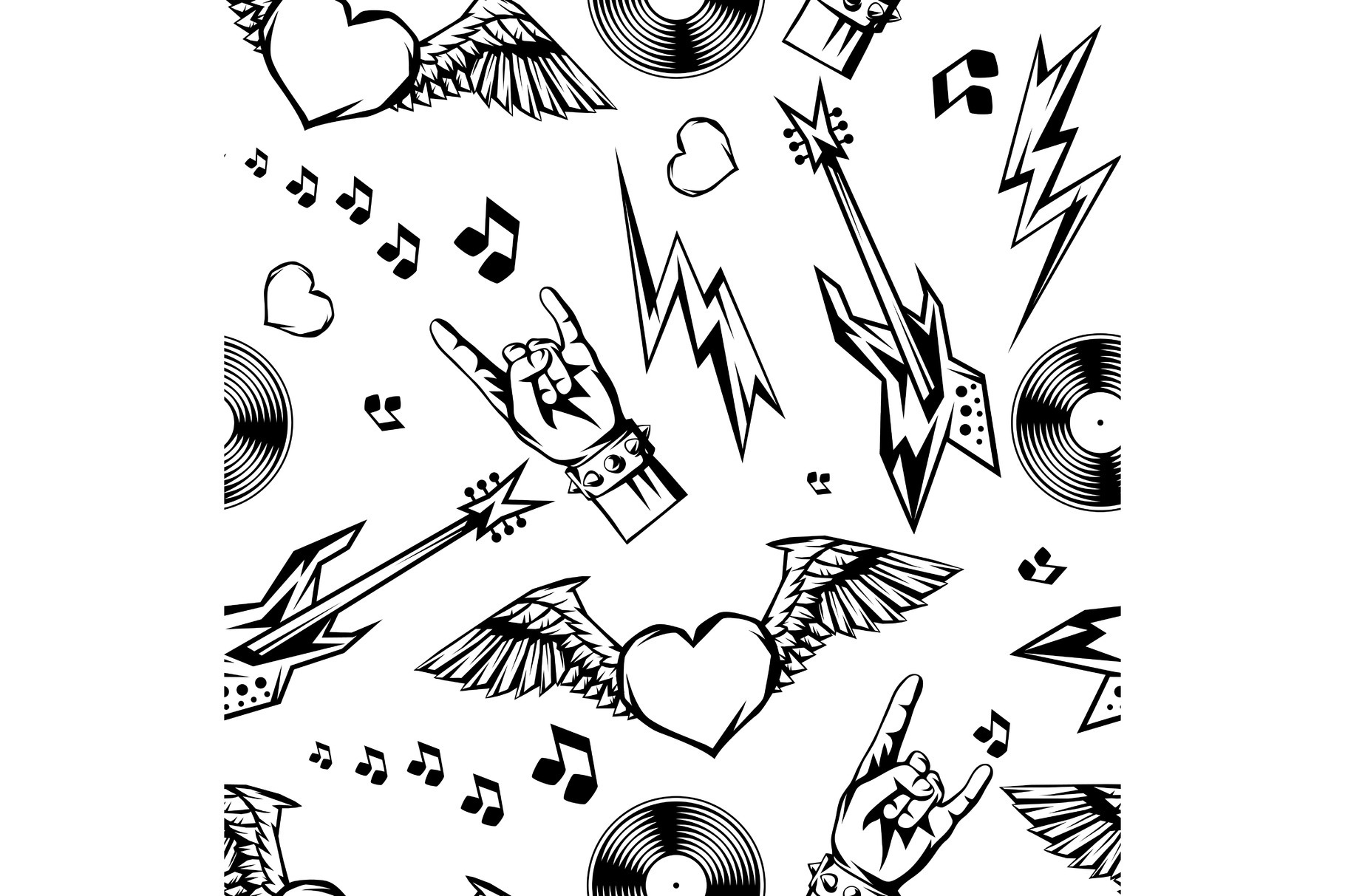 Rock and roll music seamless pattern, a Texture Graphic by incomible