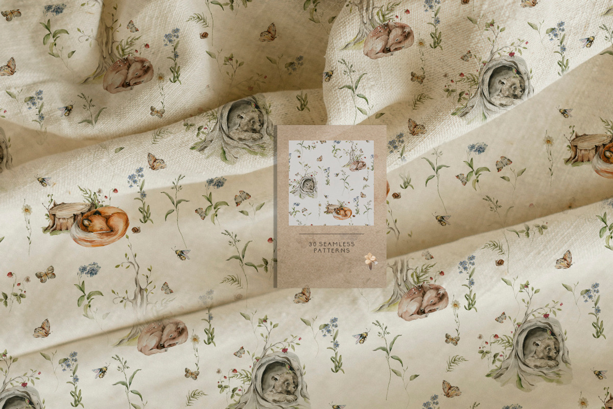 Woodland kids patterns Cute animals, an Animal Illustration by 60secondsArt (Photo 4 of 16)