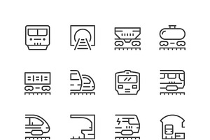 Set line icons of railroad, an Outline Icon by motorama
