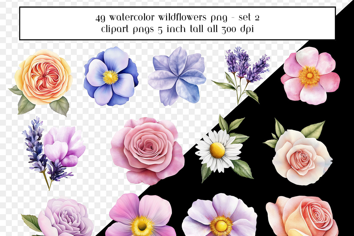 Watercolor Wildflower Clipart Set 2, an Object Graphic by AllTheKewtClipart (Photo 5 of 5)