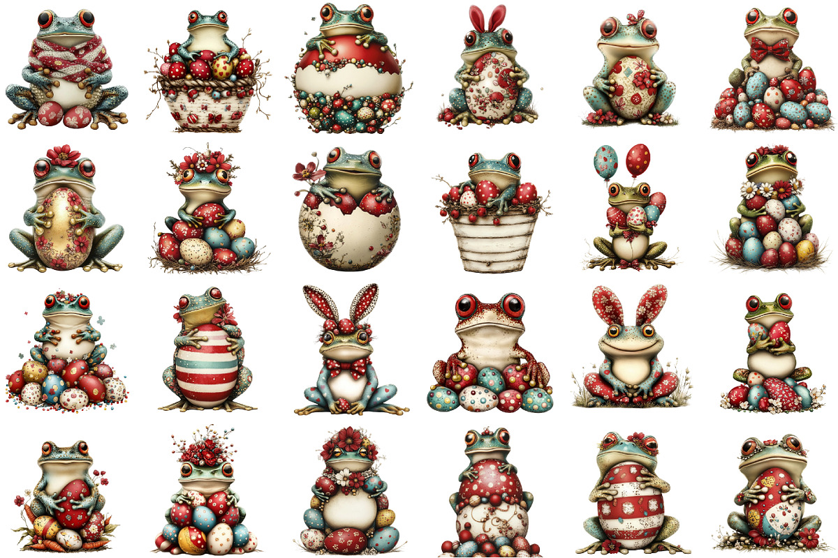 Whimsical Easter Frogs Clipart, an Illustration by designcity5 (Photo 2 of 5)