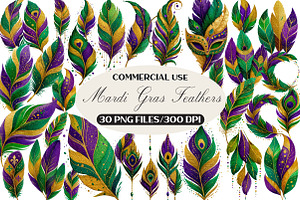 Watercolor Mardi Gras Feathers, an Illustration by Black Bird Studio