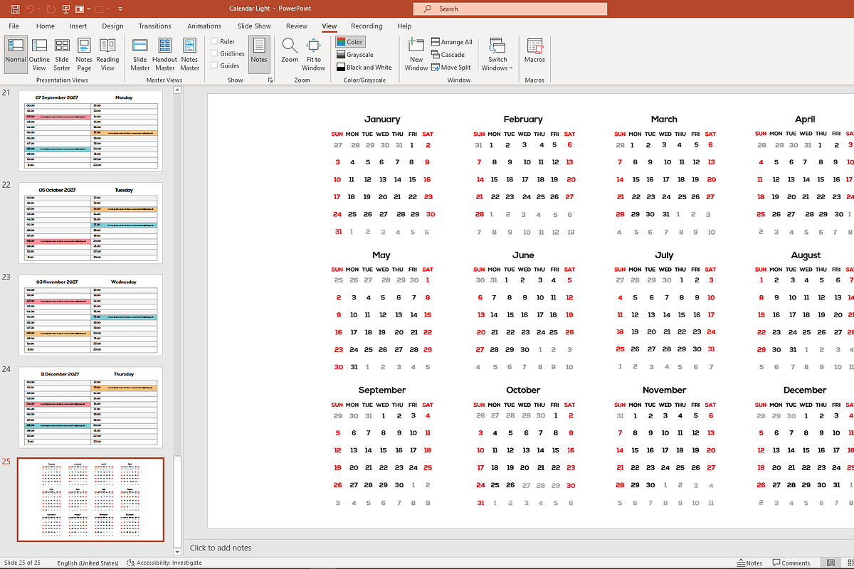 CALENDAR 2027 PowerPoint Template, a Presentation Template by ...