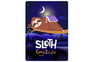 Sleeping sloth. background with cute, an Animal Illustration by Onyx