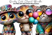 Quirky Cats Clipart Bundle, an Illustration by Black Bird Studio (Thumbnail 1 of 6)