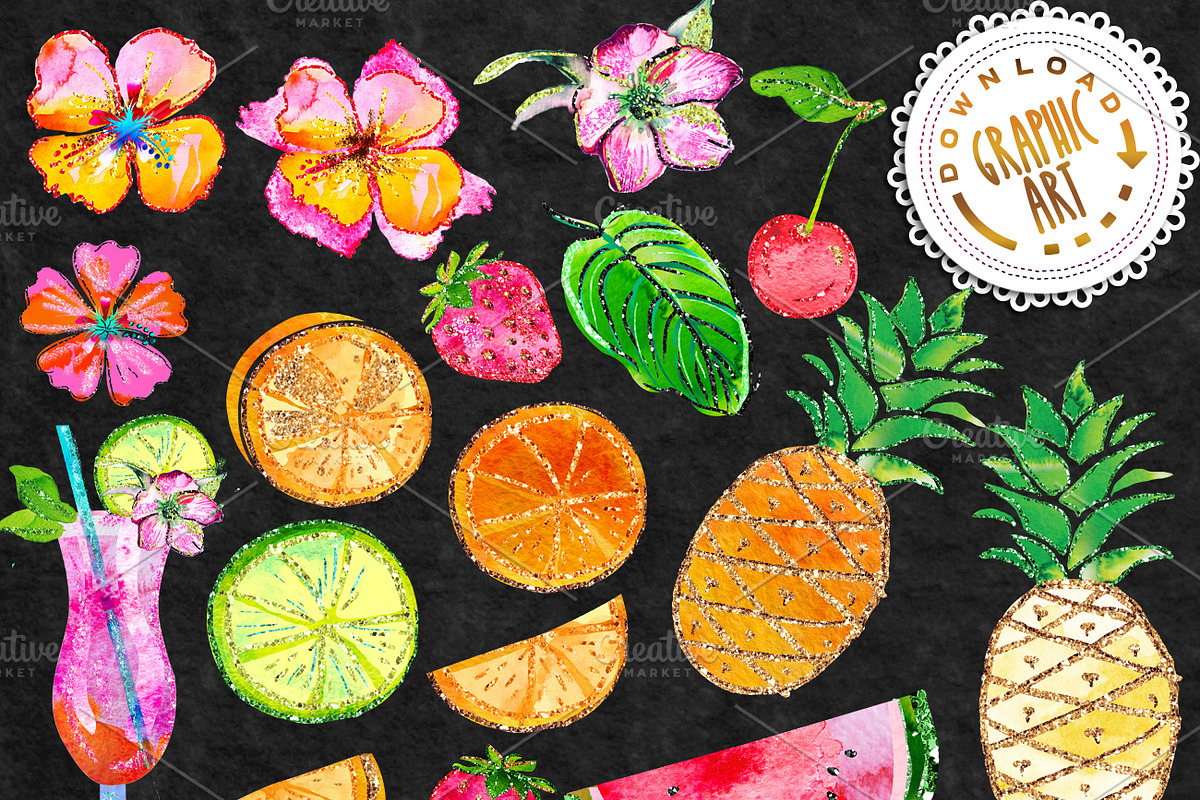 Tropical Summer Clip Art, a Texture Illustration by Download Graphic Art (Photo 2 of 6)
