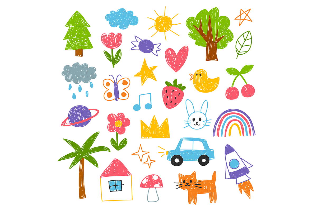 Kids, children doodles, drawings, an Illustration by Cmeree