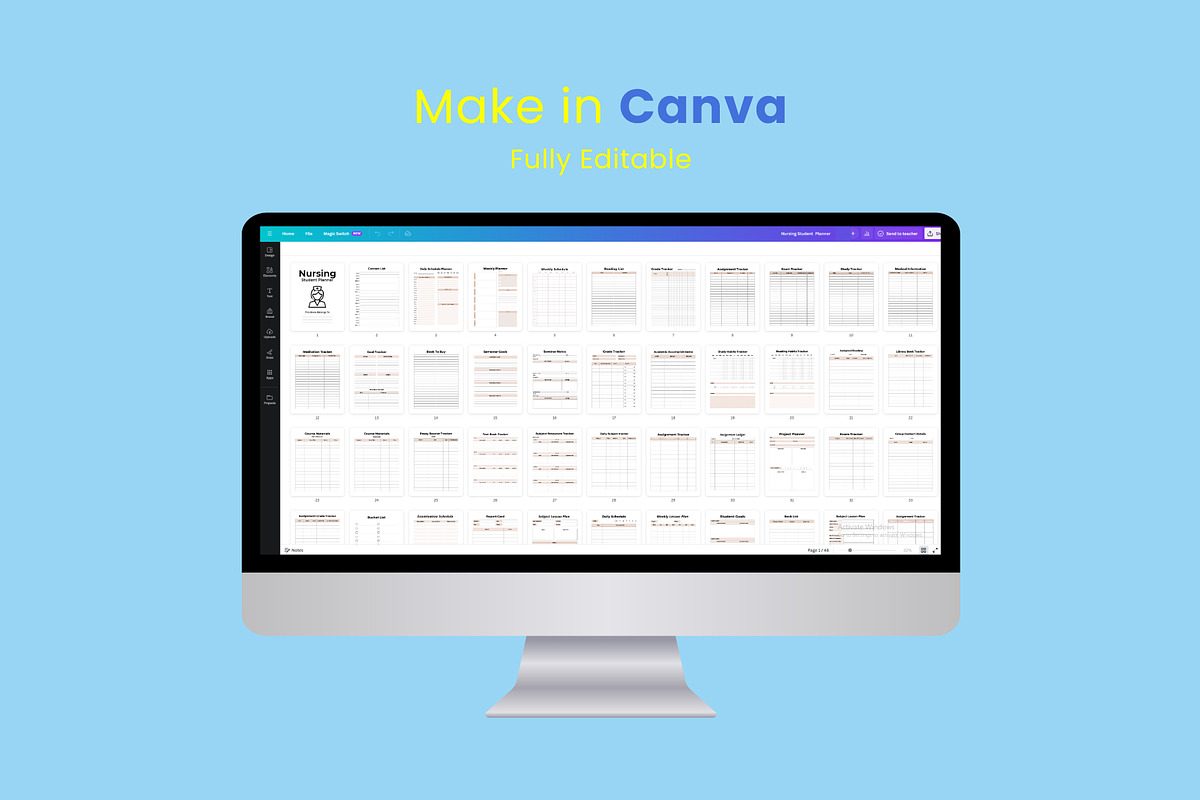Editable Nursing Student Planner, a Stationery Template by Designmela01 (Photo 7 of 7)