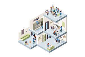 Business Office Isometric. Corporate