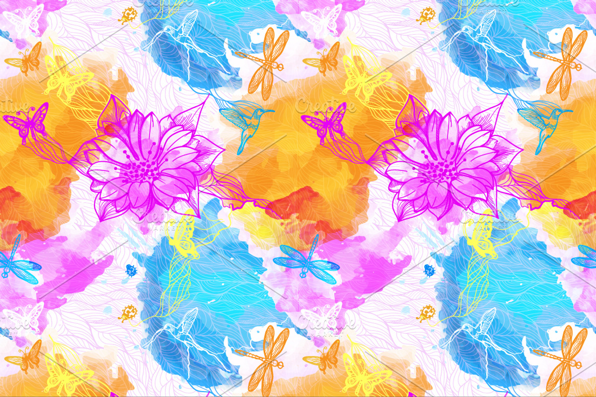 Seamless watercolor patterns, a Pattern Graphic by Vikpit (Photo 2 of 7)