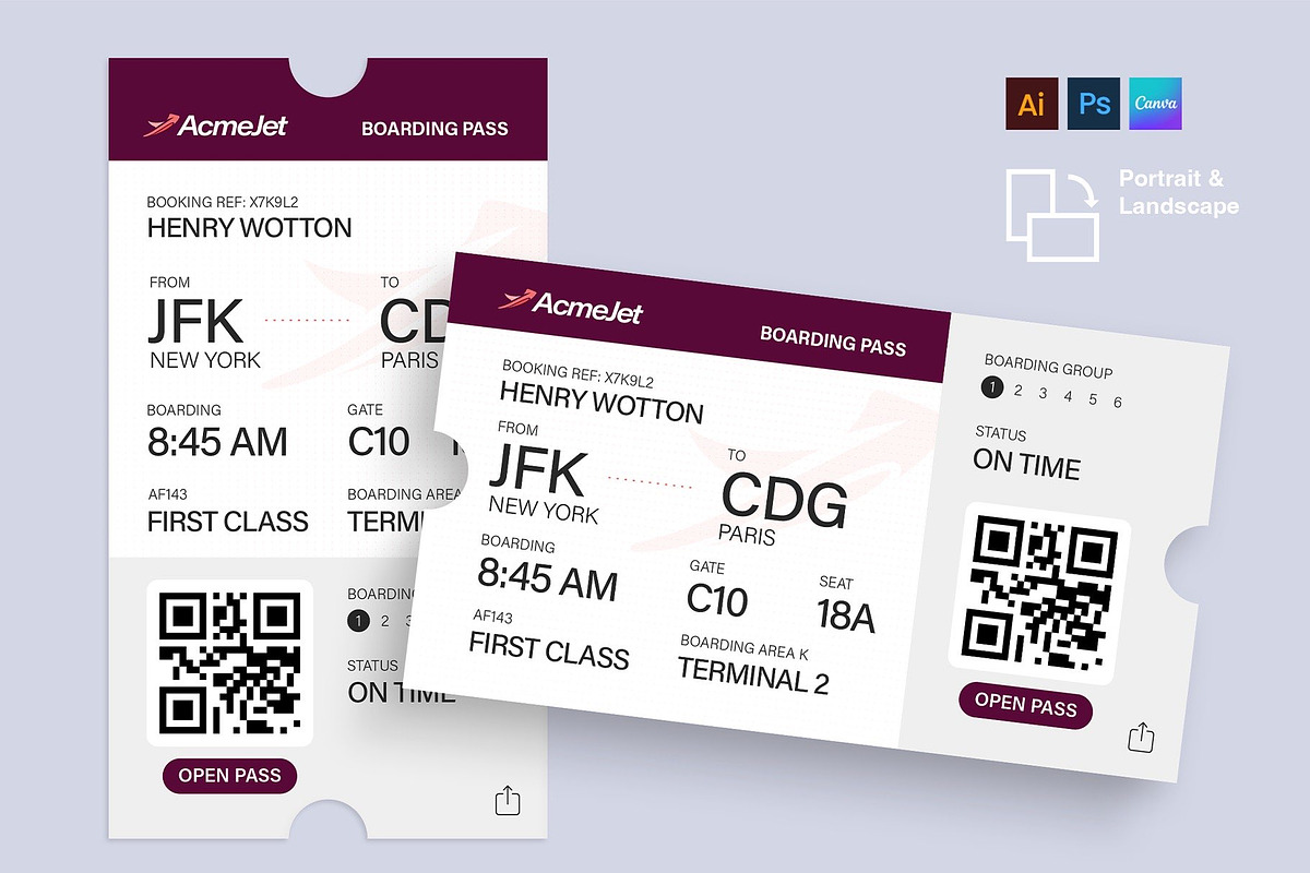 Digital Boarding Pass Template, a Stationery Template by BrandPacks (Photo 5 of 5)