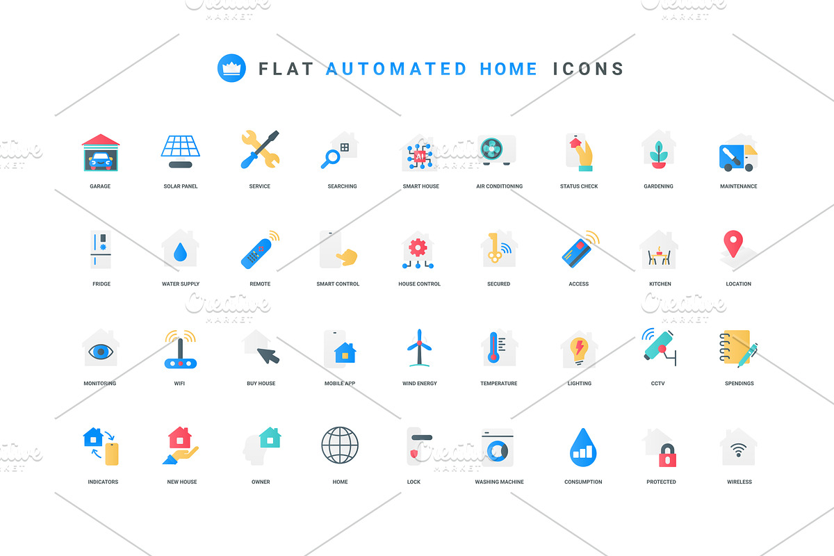 Smart home access security icons, an Object Illustration by Lemberg Vector