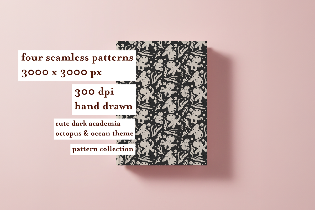 Octopus Ocean Cute Dark Academia, a Pattern Graphic by Little Creative Scribbles (Photo 6 of 13)