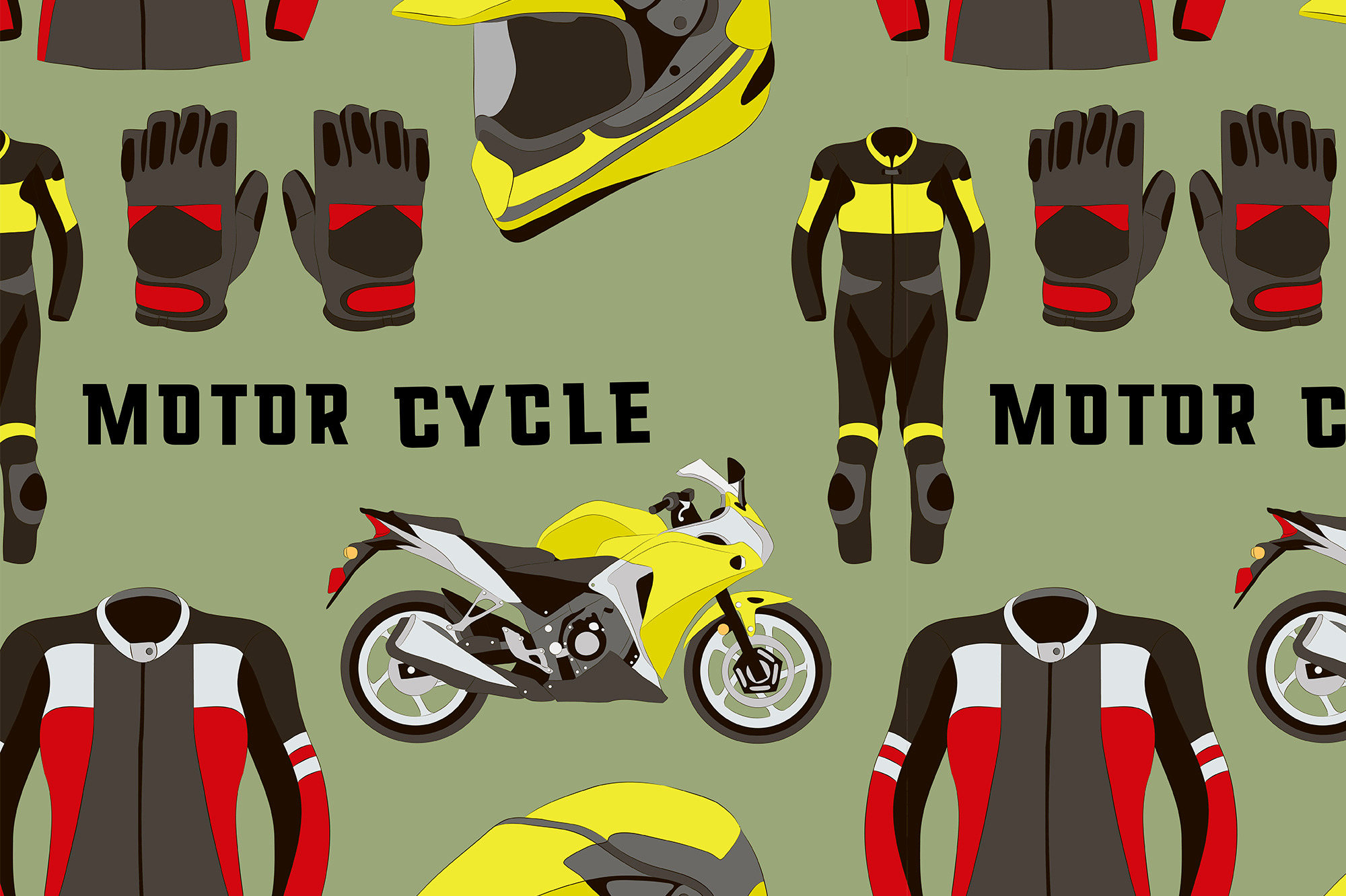Motorcycle Accessories Pattern by Netkoff  Creative Market