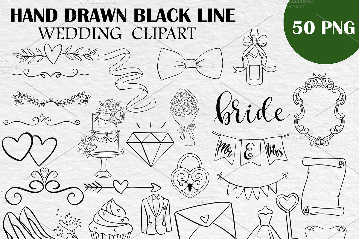 Hand Painted Wedding PNG Black Line, a Person Illustration by PatternPalette (Photo 2 of 7)