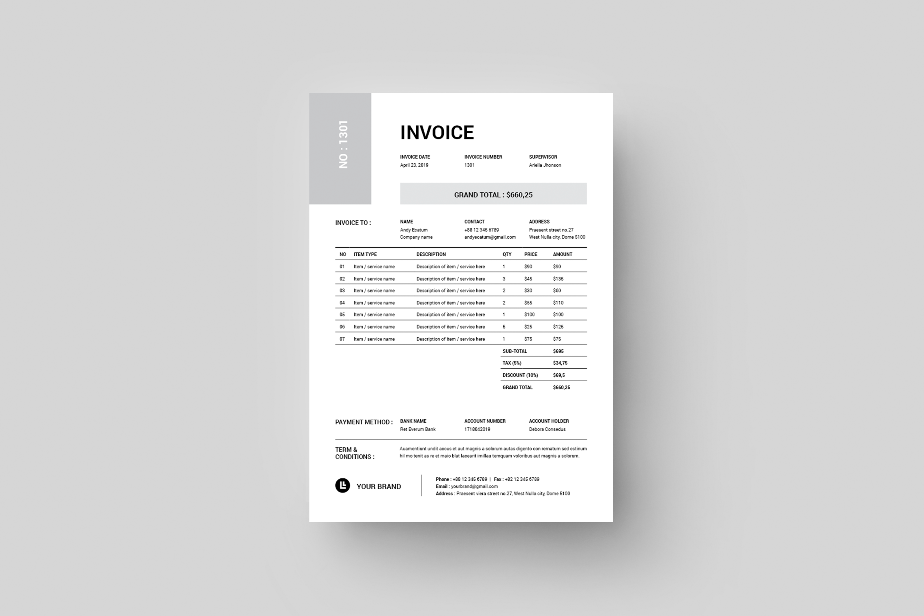 Invoice | MS Word & Indesign, a Stationery Template by Leaflove