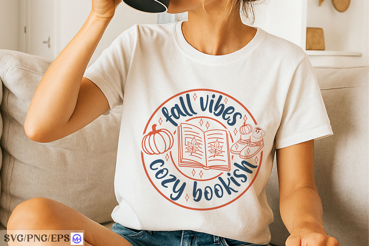 Cozy Bookish Fall Vibes  Autumn SVG, a Graphic by mh_arif (Photo 3 of 4)